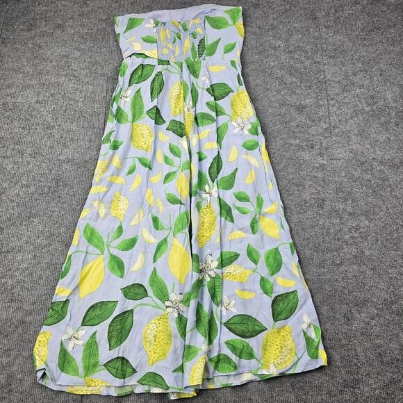Maeve Strapless Jumpsuit Womens 2 Lemon Grove Wide Leg Summer Cropped Vacation - Picture 8 of 8